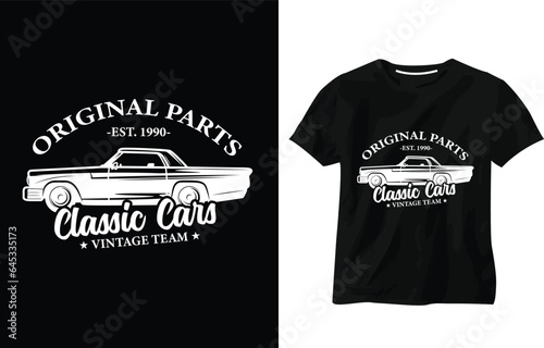 Vector original parts classic cars, retro car club, vintage garage car t-shirt design, Retro car logo template 