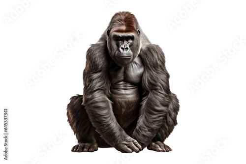 Fotografia Portrait of a Gigantic Gorilla Isolated on a Transparent PNG Background