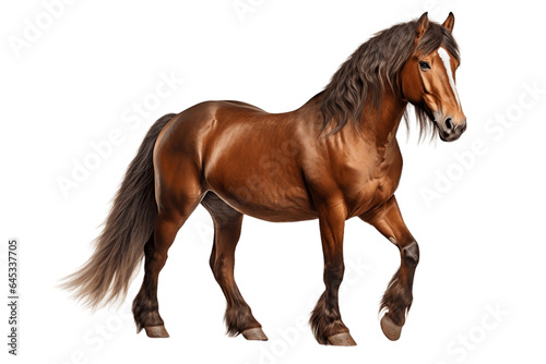 Horse in it s Full Glory Isolated on a Transparent PNG Background. Generative Ai