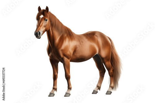 Close-Up of a Strong Brown Horse Isolated on a Transparent PNG Background. Generative Ai