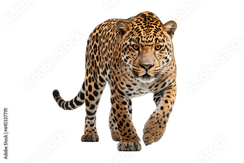 Portrait of a Moving Jaguar Isolated on a Transparent PNG Background. Generative Ai