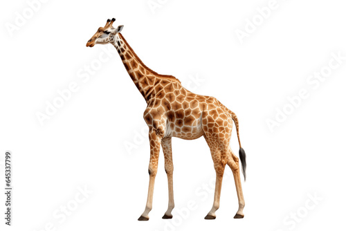 Portrait of a Majestic Giraffe Isolated on a Transparent PNG Background. Generative Ai