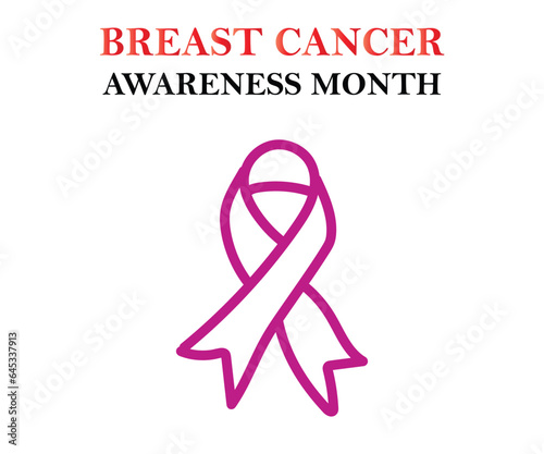 Breast Cancer Awareness Month of October with ribbon Vector illustration