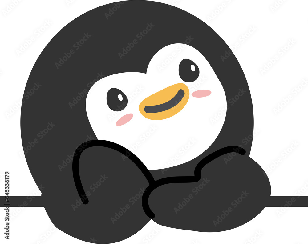 Obraz premium Cute Head Penguin cartoon banner vector