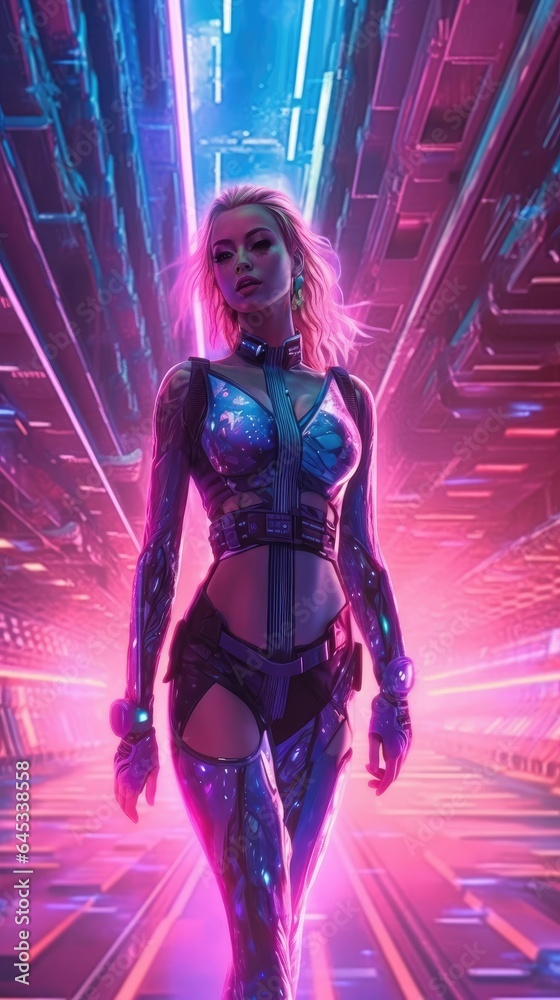 cyberpunk girl in neon lights cyberpunk girl in neon lights