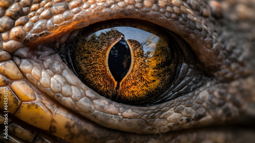 Komodo Dragon Eye Close Up Wild Animal - Generative AI