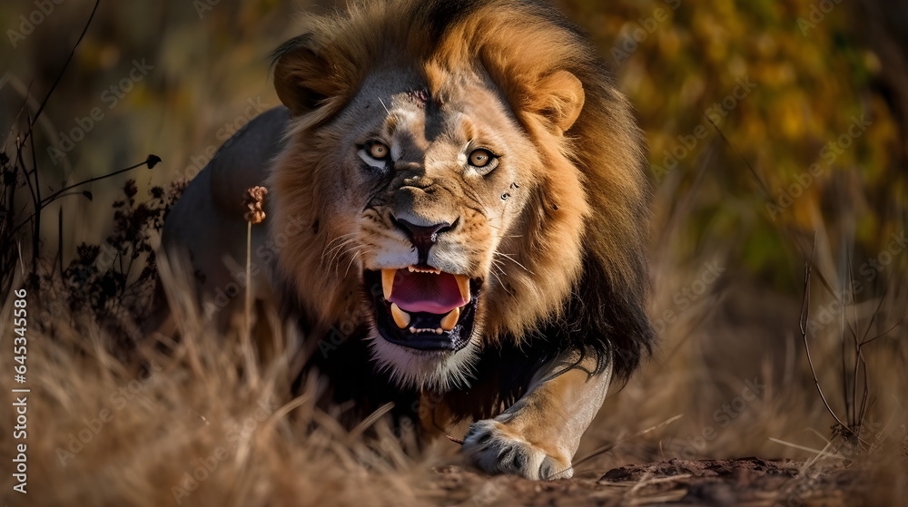 Lion - Male Lion Wild Animal - Generative AI