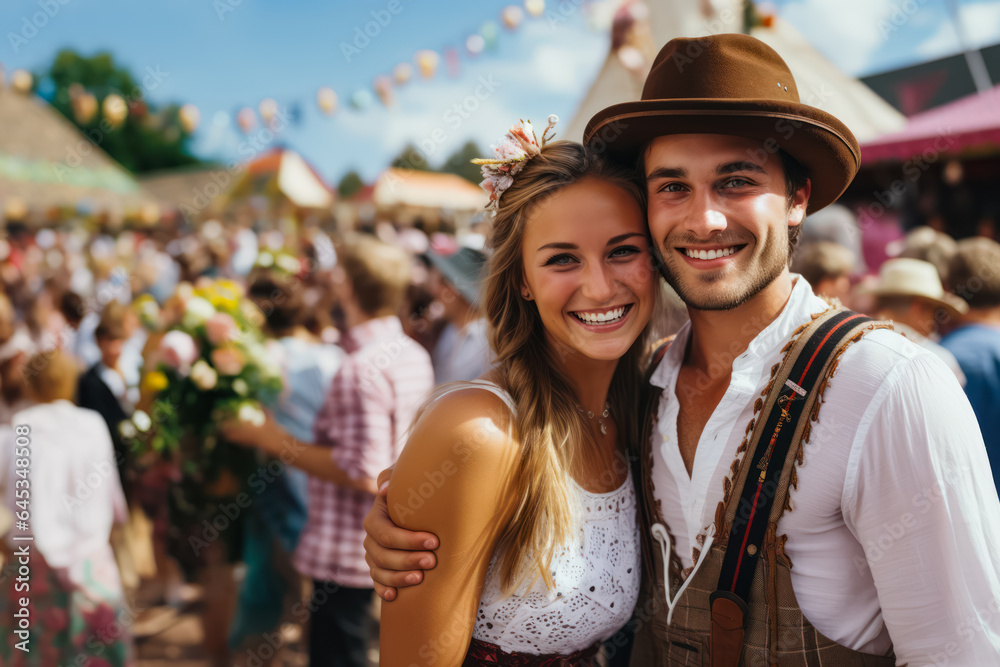 Oktoberfest, young couple smiling