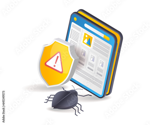 Malware viruses attack web page data