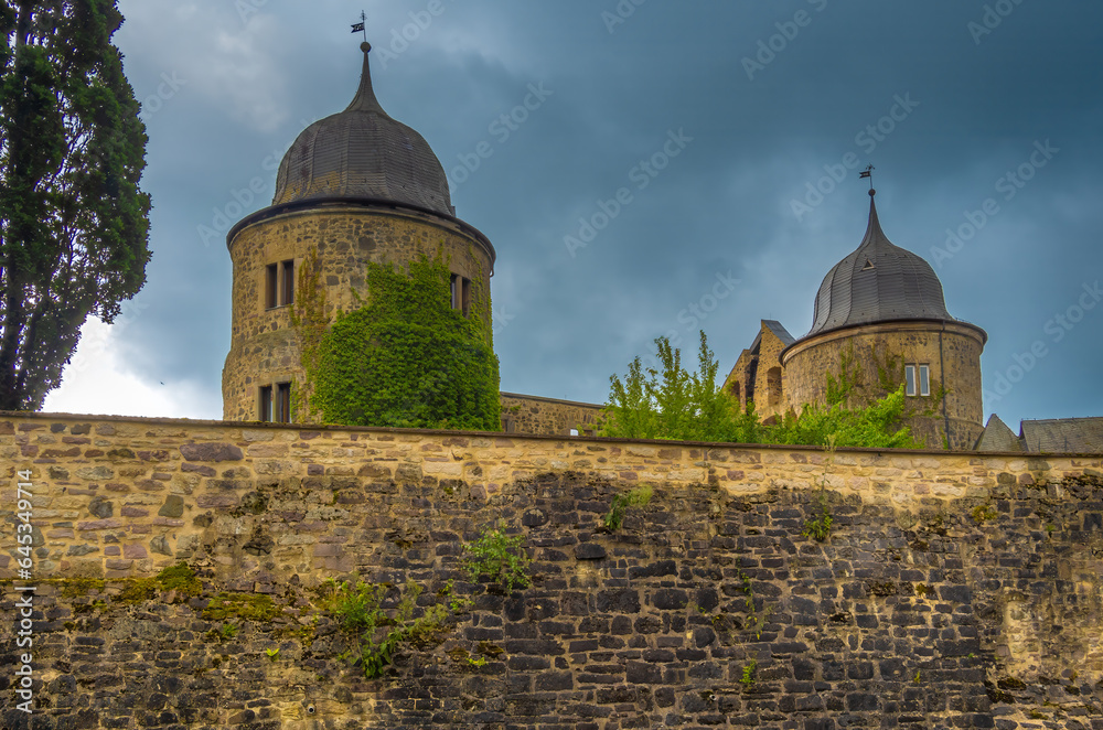 Ruins of the Sababurg Castle, Kassel county, Hessen, German Fairy Tale Route. Locaterd in the legendary Reinhardswald and known as Sleeping Beauty Castle (Dornröschenschloss)
