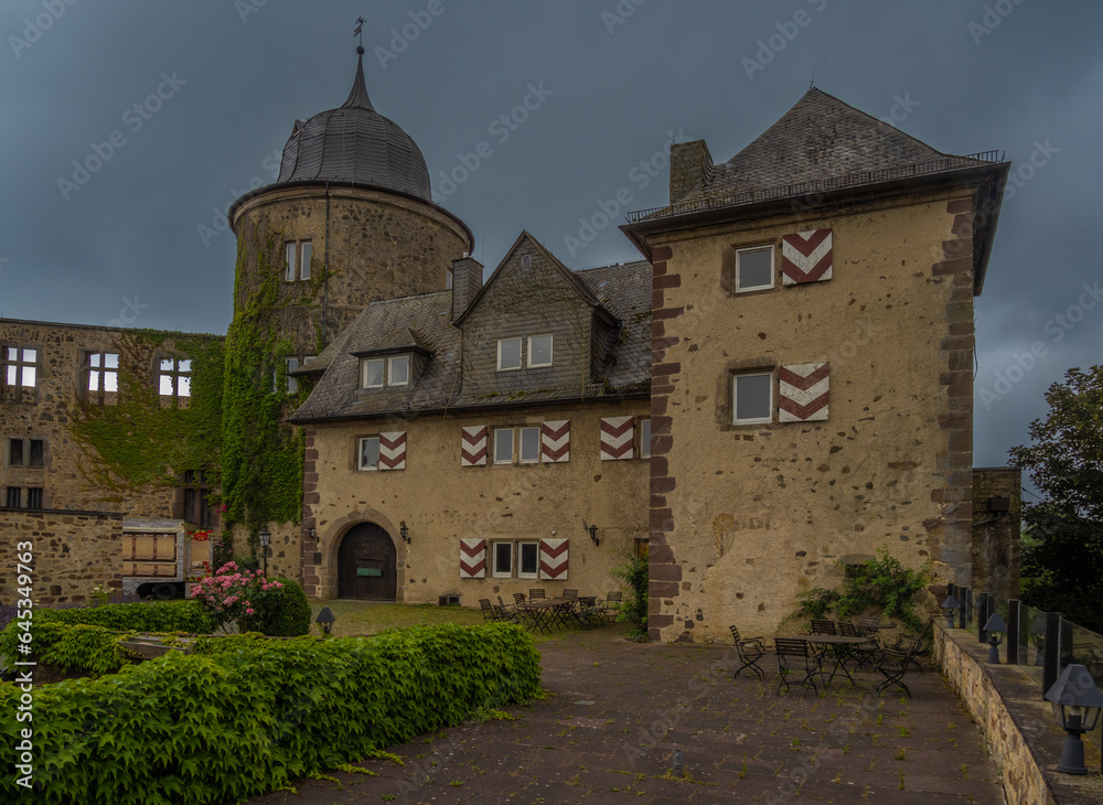 Ruins of the Sababurg Castle, Kassel county, Hessen, German Fairy Tale Route. Locaterd in the legendary Reinhardswald and known as Sleeping Beauty Castle (Dornröschenschloss)
