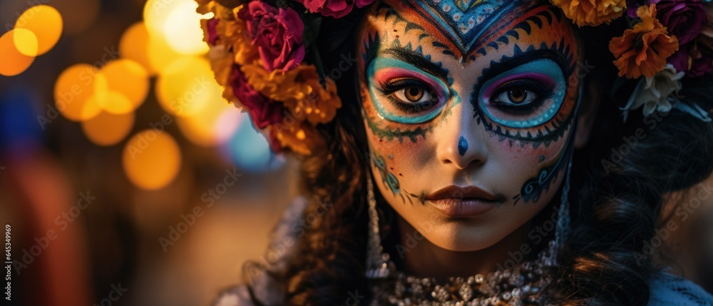 woman halloween costume. day of the dead