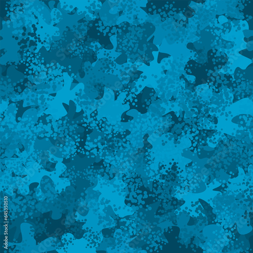 Abstract seamless pattern with denim blue colored chaotic squares background