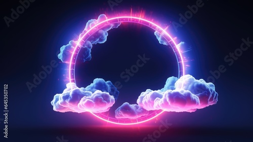 A glowing cloud and halo in front of a dark background, technological background