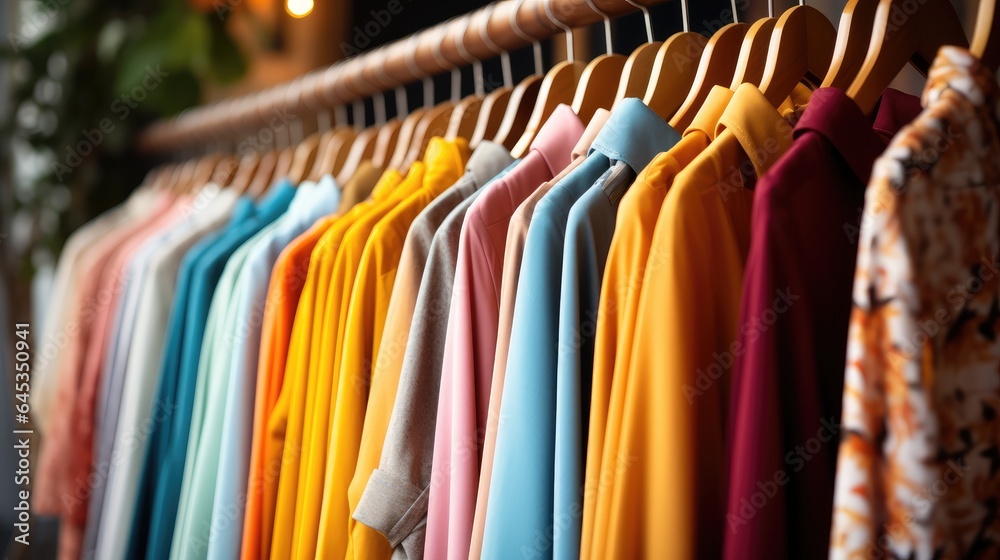 Shelves full of women's clothes at home