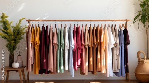 Shelves full of women's clothes at home