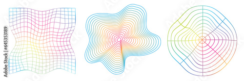 set of wire mesh shapes with gradient vector