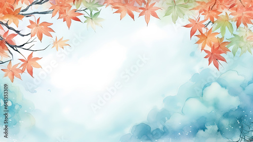 Frame design of maple leaves on the white background