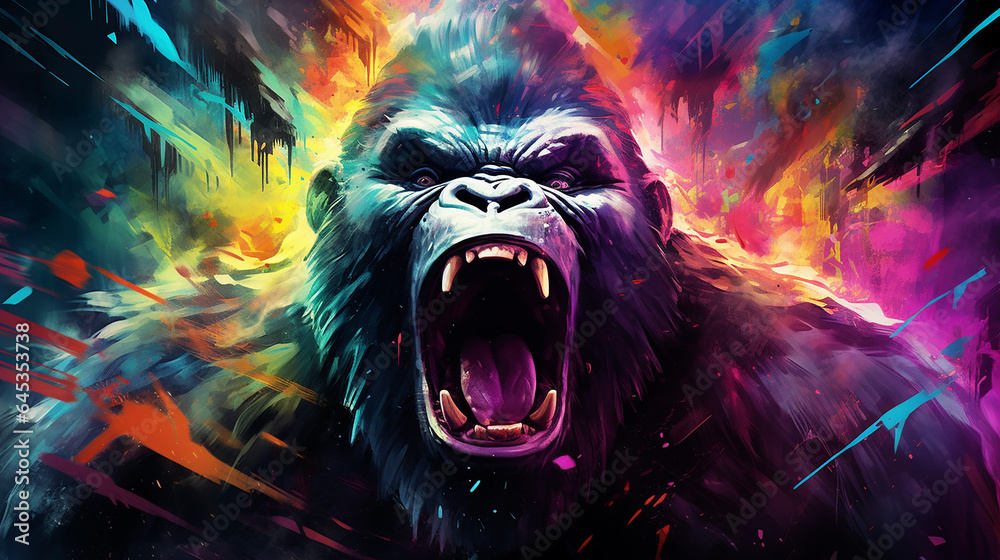 gorila livre arte colorido 