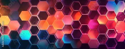 Free photo Technological style with colorful hexagon pattern abstract background. Layout design templates. generative AI