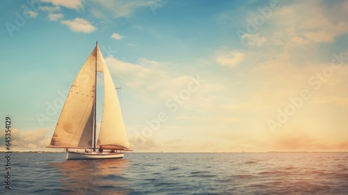 A sailboat gliding across the serene waters