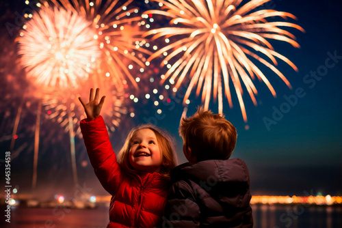 kids watching fireworks on years eve