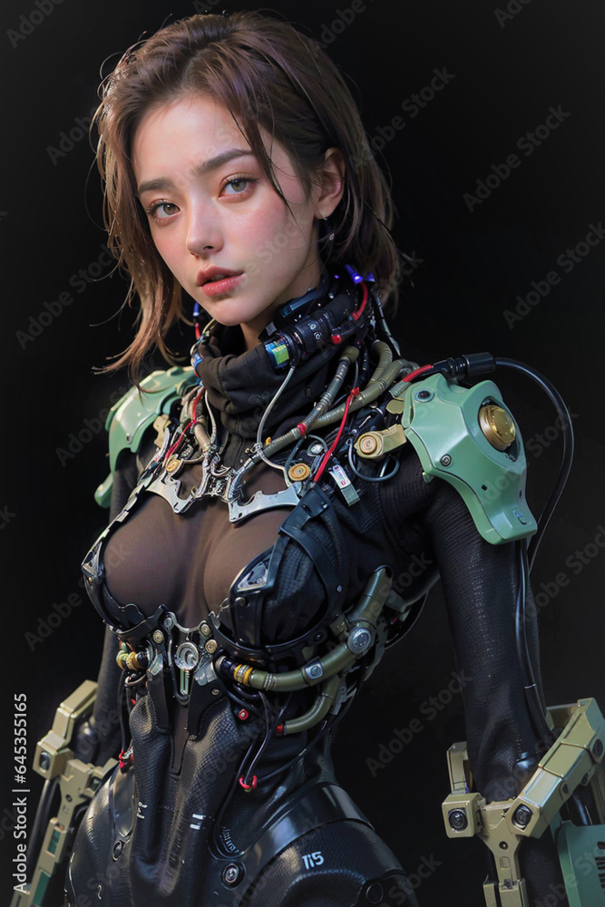 Obraz premium Science Fiction Cyberpunk Girl Portrait