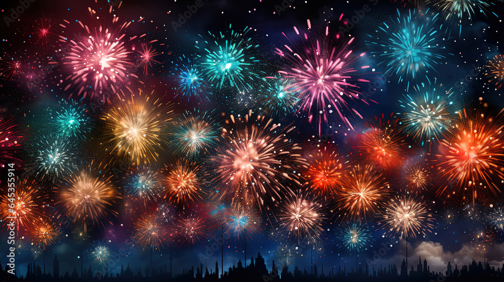 Fototapeta premium Blurred blue new year background. Generative Ai