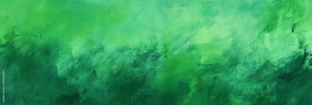 An abstract painting with vibrant green and blue colors