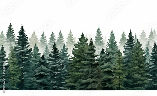 A serene landscape featuring a row of majestic pine trees © Piotr