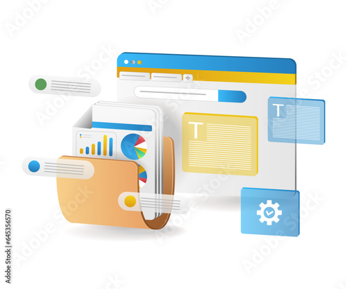 Browser dashboard with file folders
