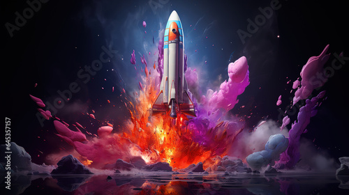 Silvester rakete, Bright color. Generative Ai