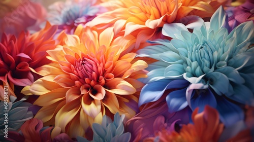 A vibrant bouquet of colorful flowers up close