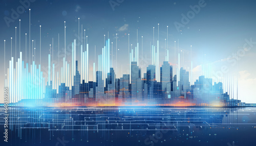 global financial growth and technological connectivity in a futuristic cityscape dynamic skyline represents the epitome