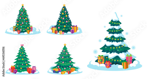 Christmas tree and gifts vector