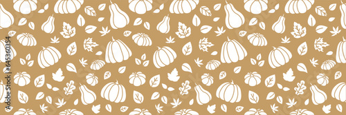 Seamless pattern pumpkin and leaf. Autumn seamless pattern pumpkin and leaves. EPS 10