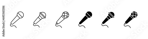 Microphone vector icon set. Broadcast mic sign collection. Karaoke microphone icon