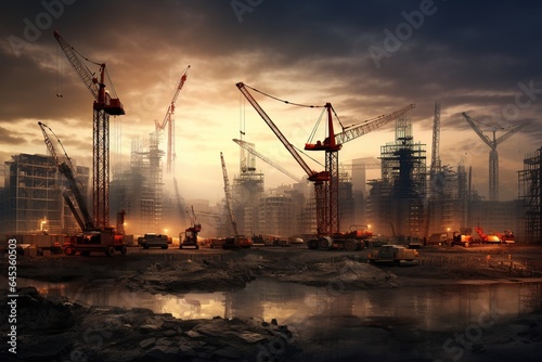 Construction site with cranes