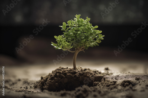 Calming - small plant of a tree in soil