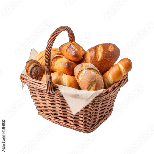 breads and wheat in paper bag 