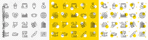 Outline Night mattress, Star and Puzzle line icons pack for web with Coffee maker, Flights application, Global insurance line icon. Bar diagram, Home grill, Shoes pictogram icon. Vector