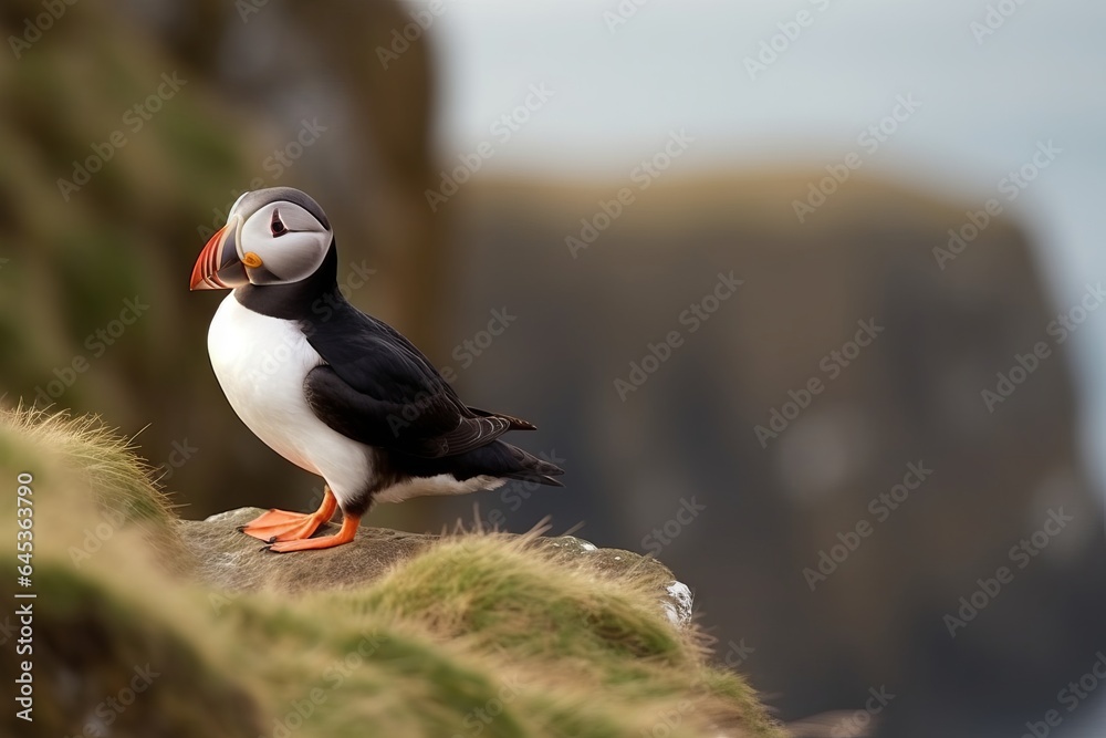 Naklejka premium A bird standing on a rock in nature