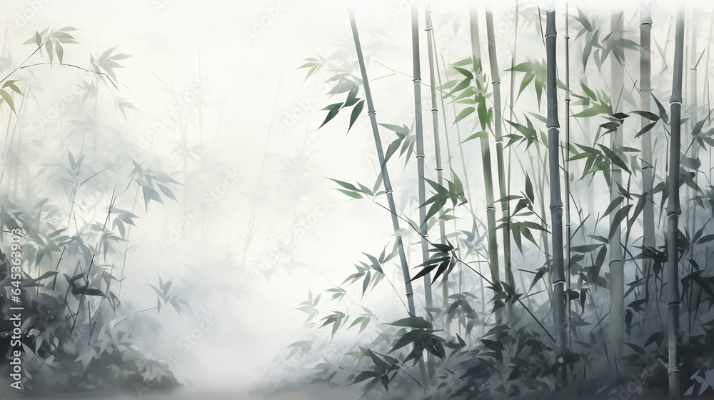 landscape with bamboo, Ink landscape painting in Chinese style and watercolor landscape painting of gentle mountains, china town landscape with bamboo, Ink landscape painting in Chinese style and watercolor landscape painting of gentle mountains, china town