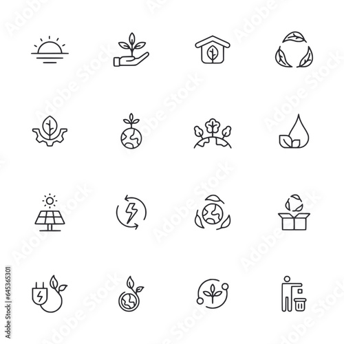 Ecology outline icon set vector illustration