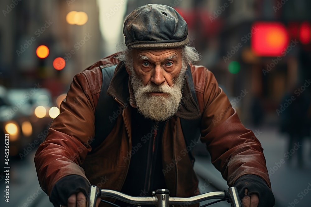 elderly man with a fearful look faces the city traffic elderly man with a fearful look faces the city traffic