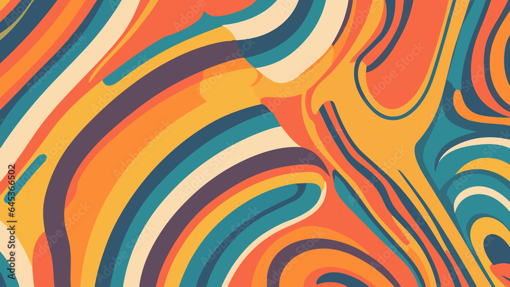 Abstract psychedelic groovy colorful wallpaper, background. - obrazy, fototapety, plakaty 