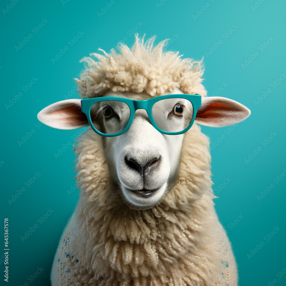 Fototapeta premium funny sheep with tongue out, AI Generative