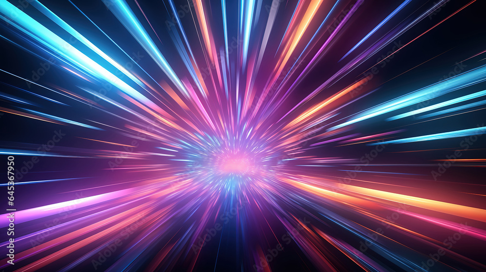 Hyperspace warp speed light effect background. Generative Ai Hyperspace warp speed light effect background. Generative Ai