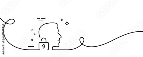 Face accepted line icon. Continuous one line with curl. Access granted sign. Unlock system symbol. Unlock system single outline ribbon. Loop curve pattern. Vector