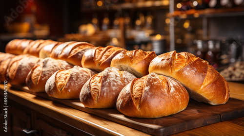 A charming bakery boasts an enticing collection of diverse bread loaves, an invitation to culinary delight.